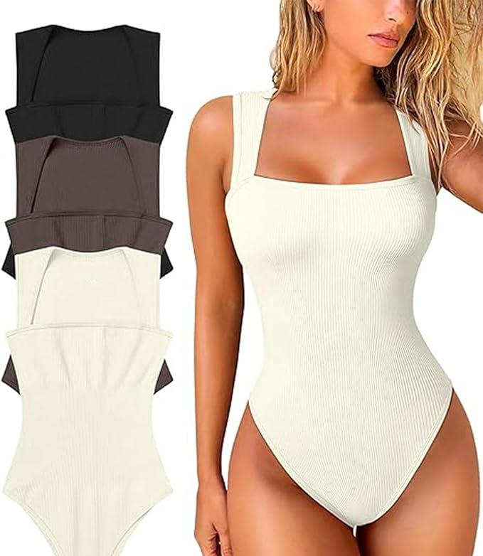 Body mujer sin manga con escote cuadrado beige L/XL